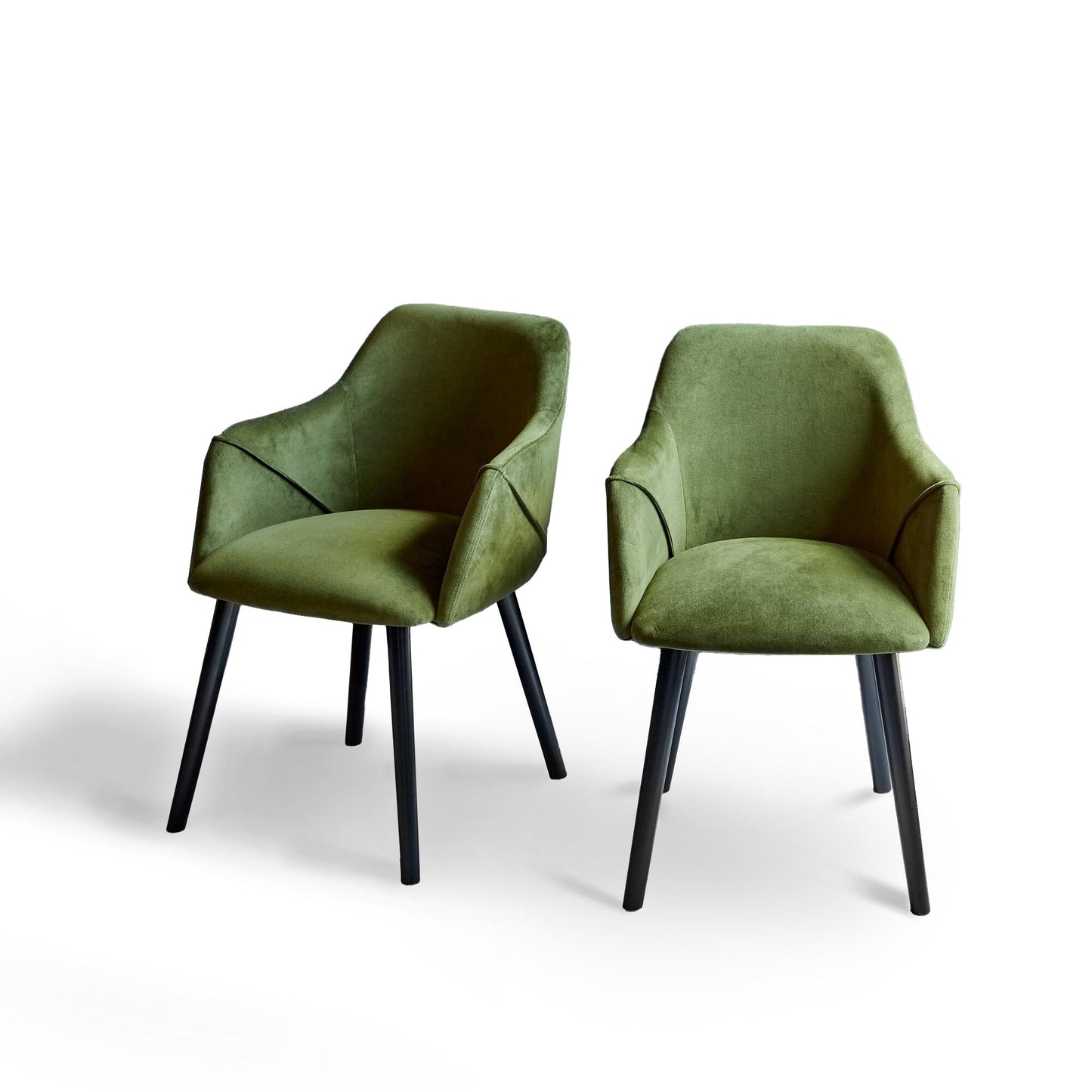 Freya Fern Green Dining Room Armchair - Black Oak Legs - Laura James