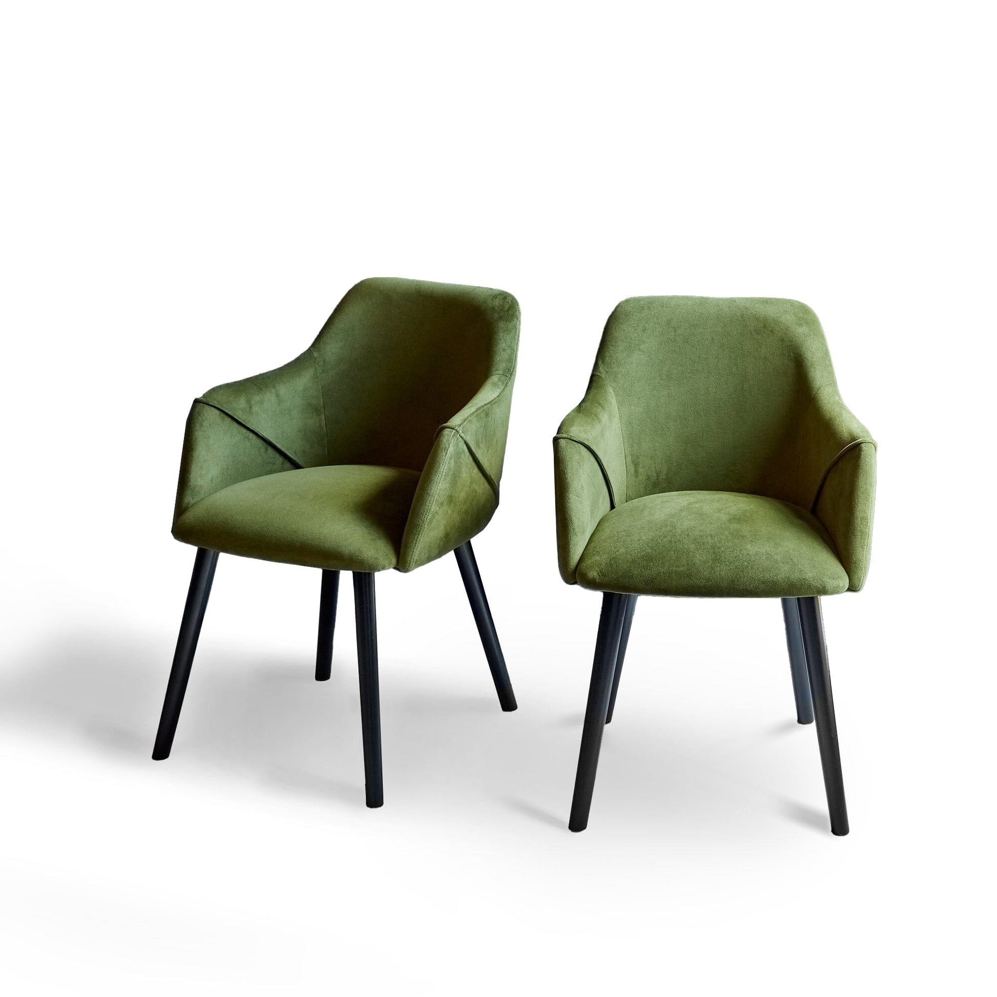 Freya Fern Green Dining Room Armchair - Black Oak Legs - Laura James