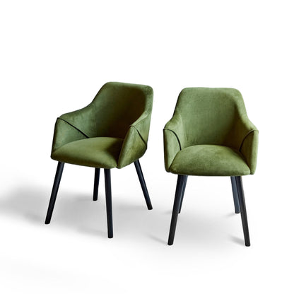 Freya Fern Green Dining Room Armchair - Black Oak Legs - Laura James