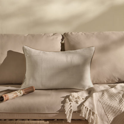 Camber 35x55cm Garden Scatter Cushion Cover - Off White with Sand Piping - Laura James