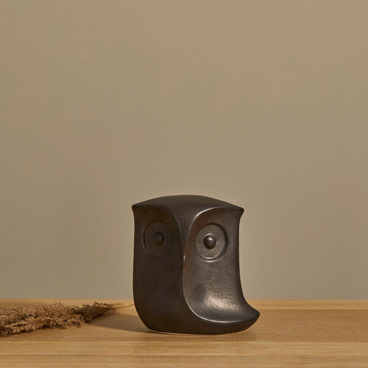Hudswell 16cm Ceramic Owl Ornament - Black
