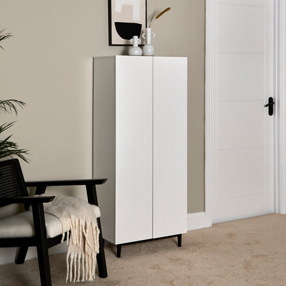 Jack Geometric Large Shoe Cabinet - 2 Door - White