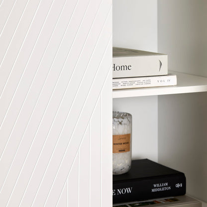 Jack Geometric Large Shoe Cabinet - 2 Door - White