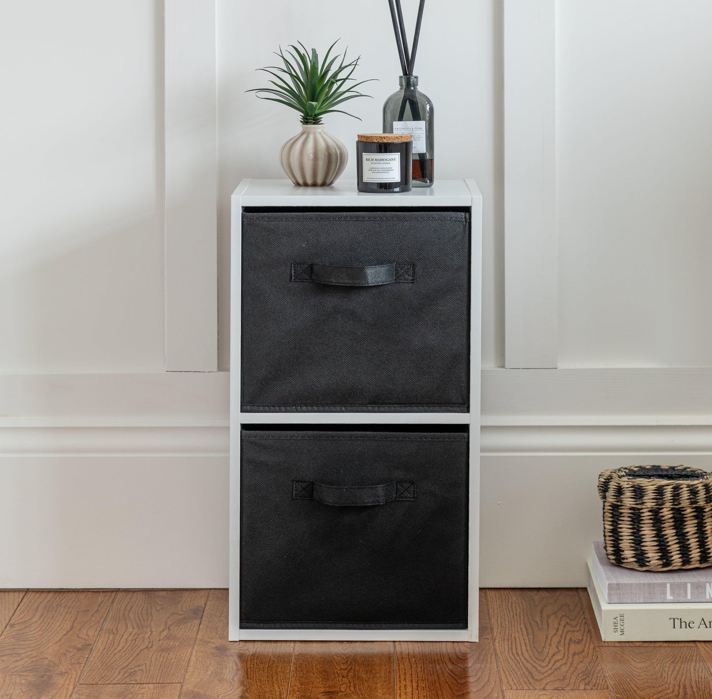 2 Tier Storage Unit / White Bookcase - Laura James