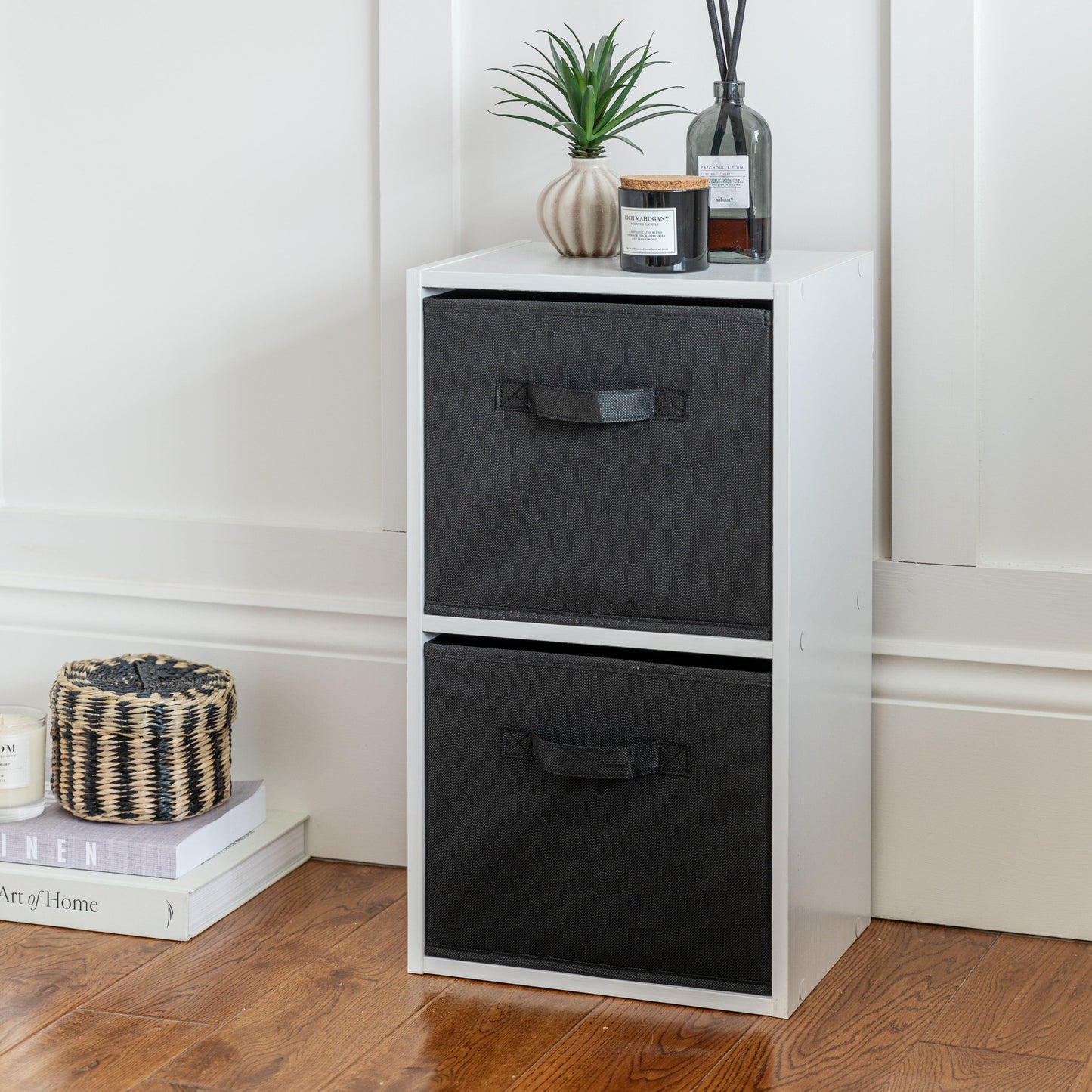 2 Tier Storage Unit / White Bookcase - Laura James