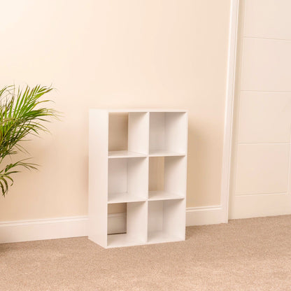 6 Cube White Bookcase Wooden Display Unit Shelving Storage Bookshelf Shelves (No Basket)