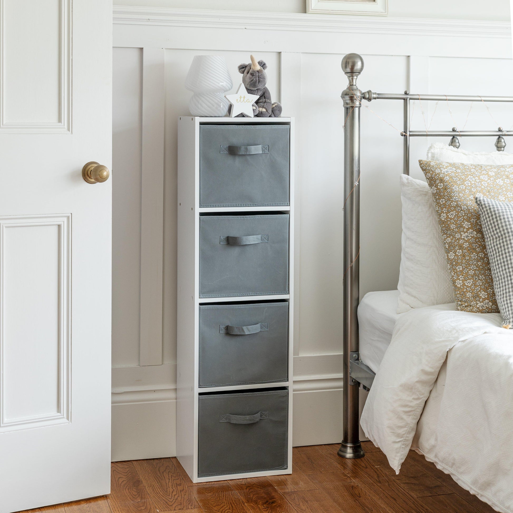 4 Tier Storage Unit / White Bookcase - Laura James