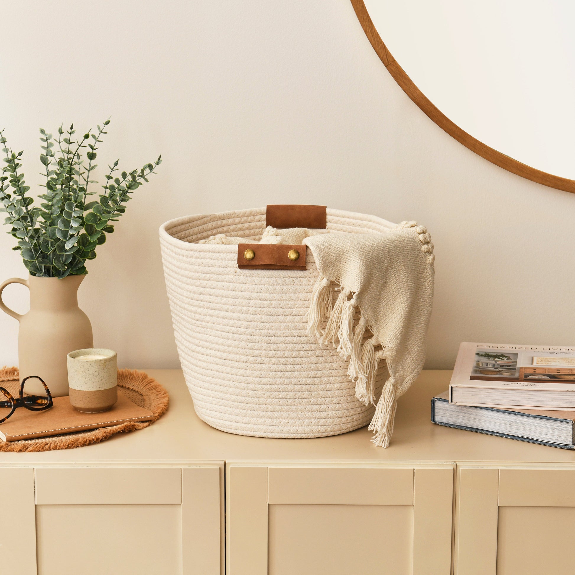 Cara Cotton Cube Storage Box - Large - White - Laura James