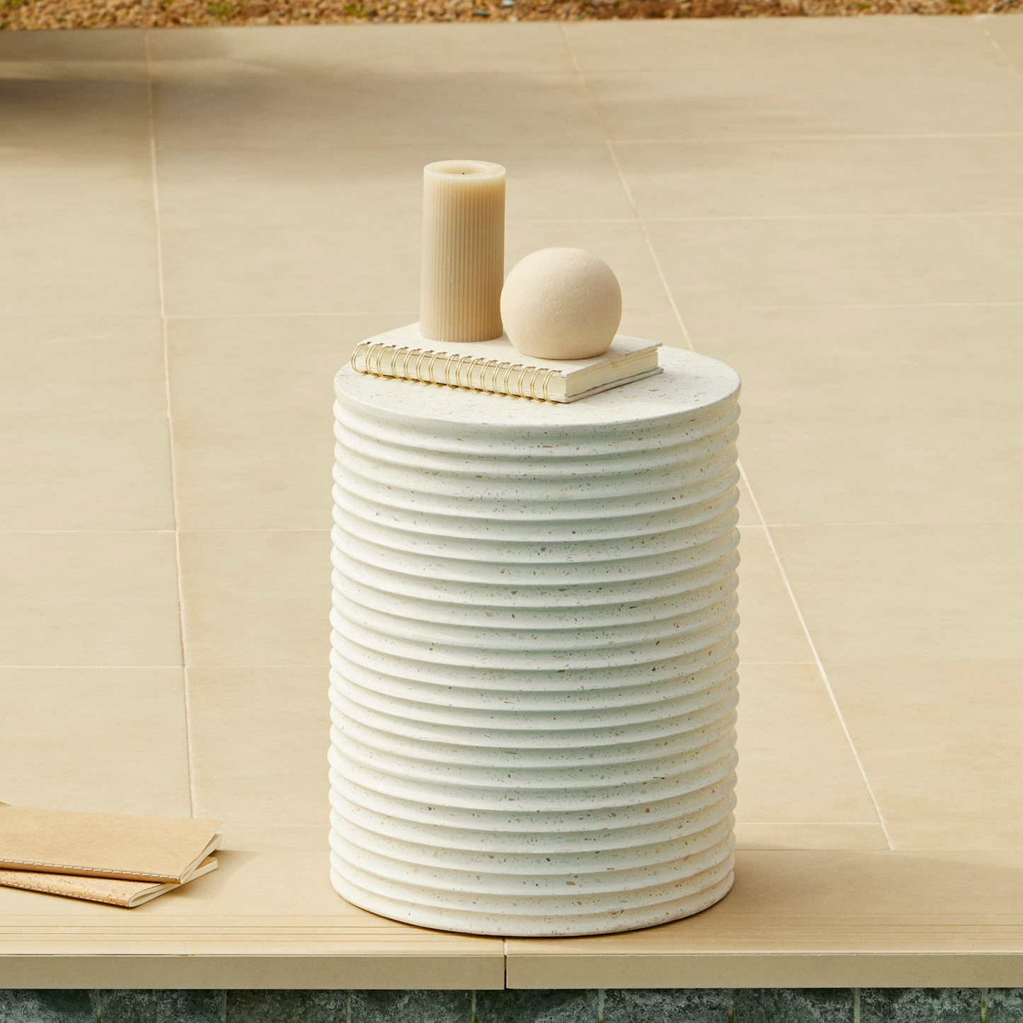 Carlotta Round Concrete Garden Side Table - Pearl Terrazzo
- Laura James 