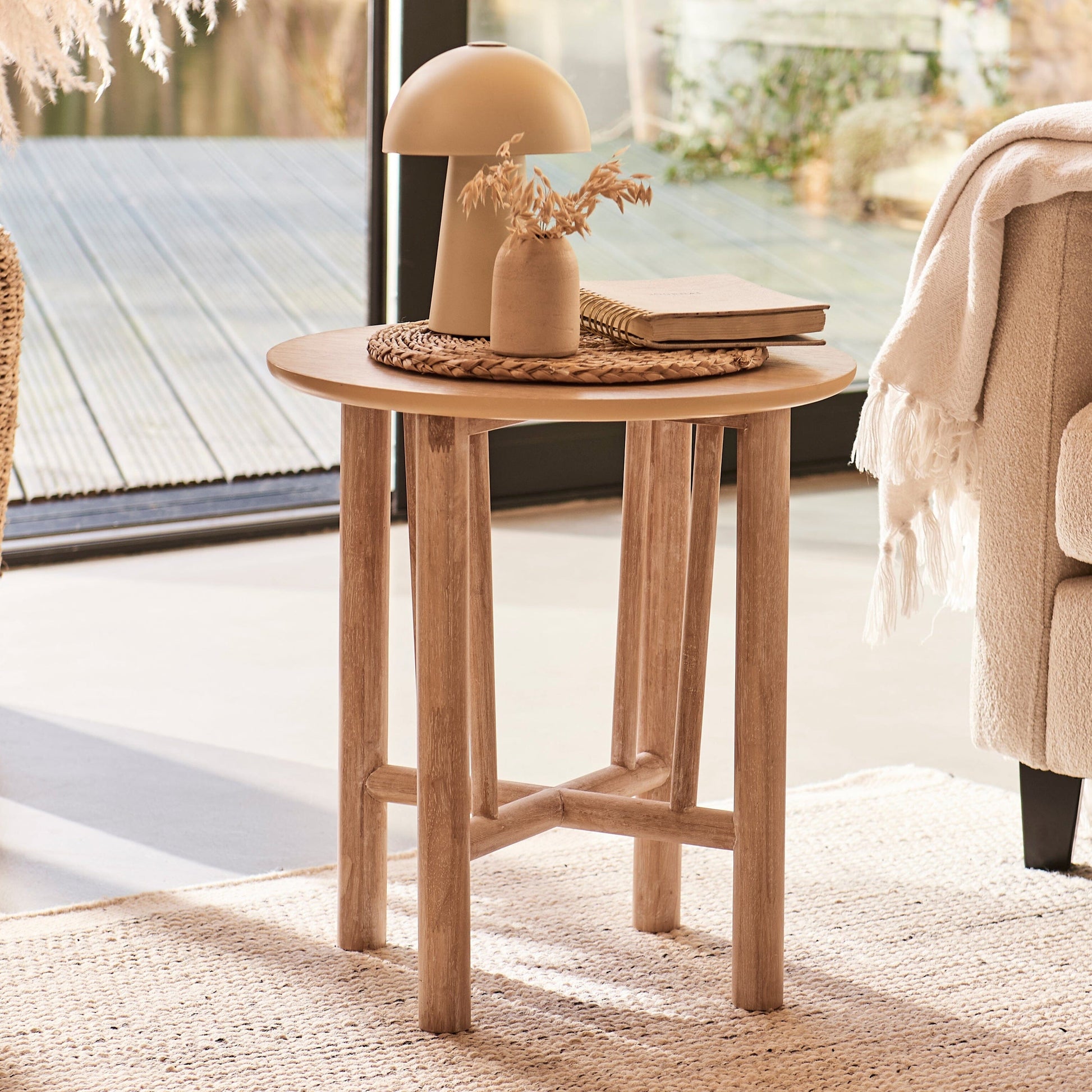 Carter Whitewash Round Side Table - Laura James 