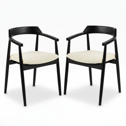 Carter Boucle Dining Armchairs - Set of 2 - Black Oak Legs - Laura James 