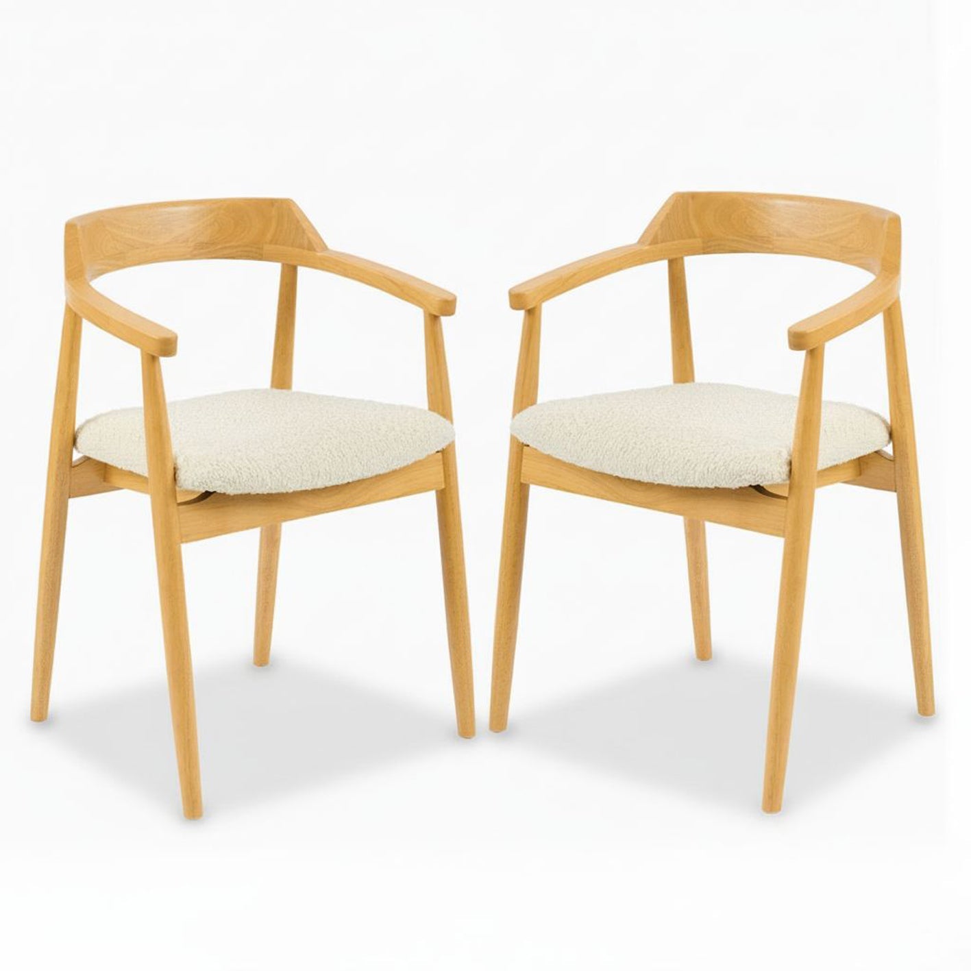 Carter Boucle Dining Armchairs - Set of 2 - Pale Oak Legs - Laura James 