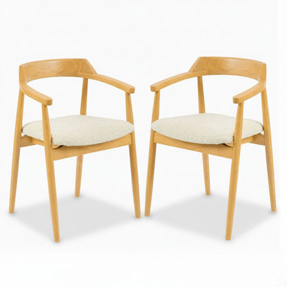 Carter Boucle Dining Armchairs - Set of 2 - Pale Oak Legs - Laura James 