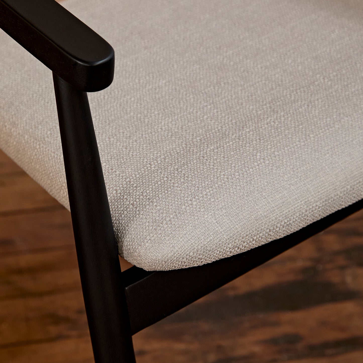 Carter Fawn Linen Dining Armchairs - Set of 2 - Black Oak Legs - Laura James 