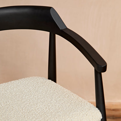 Carter Boucle Dining Armchairs - Set of 2 - Black Oak Legs - Laura James 