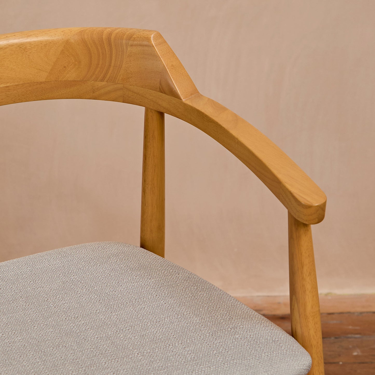 Carter Fawn Linen Dining Armchairs - Set of 2 - Pale Oak Legs - Laura James 