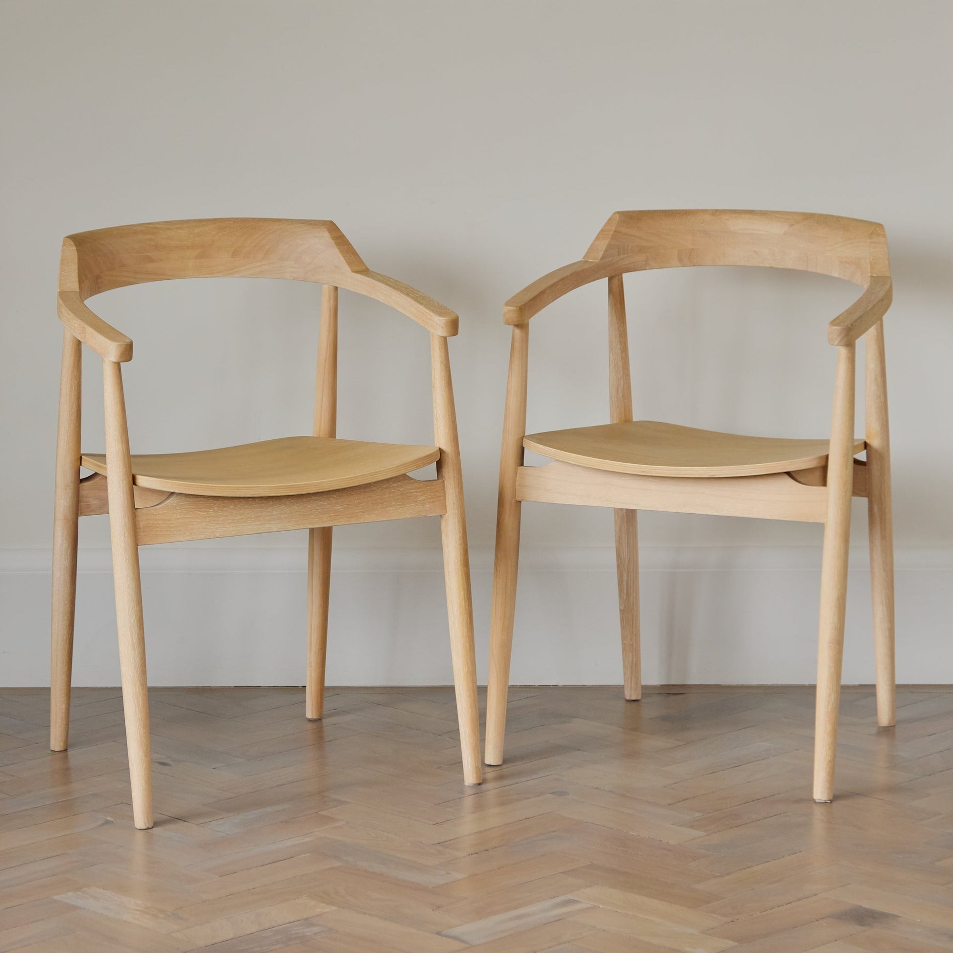 Carter Whitewash Oak Dining Armchair - Set of 2 - Laura James