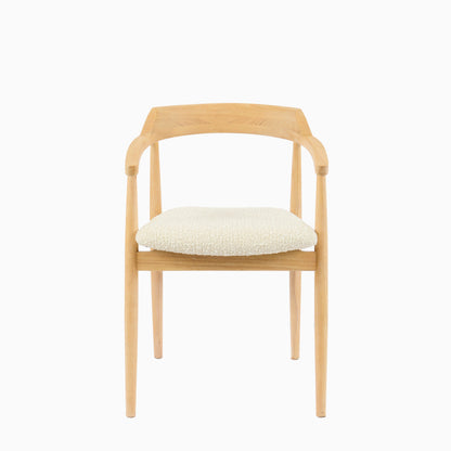 Carter Boucle Dining Armchairs - Set of 2 - Whitewash Oak Legs - Laura James 