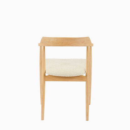 Carter Boucle Dining Armchairs - Set of 2 - Whitewash Oak Legs - Laura James 