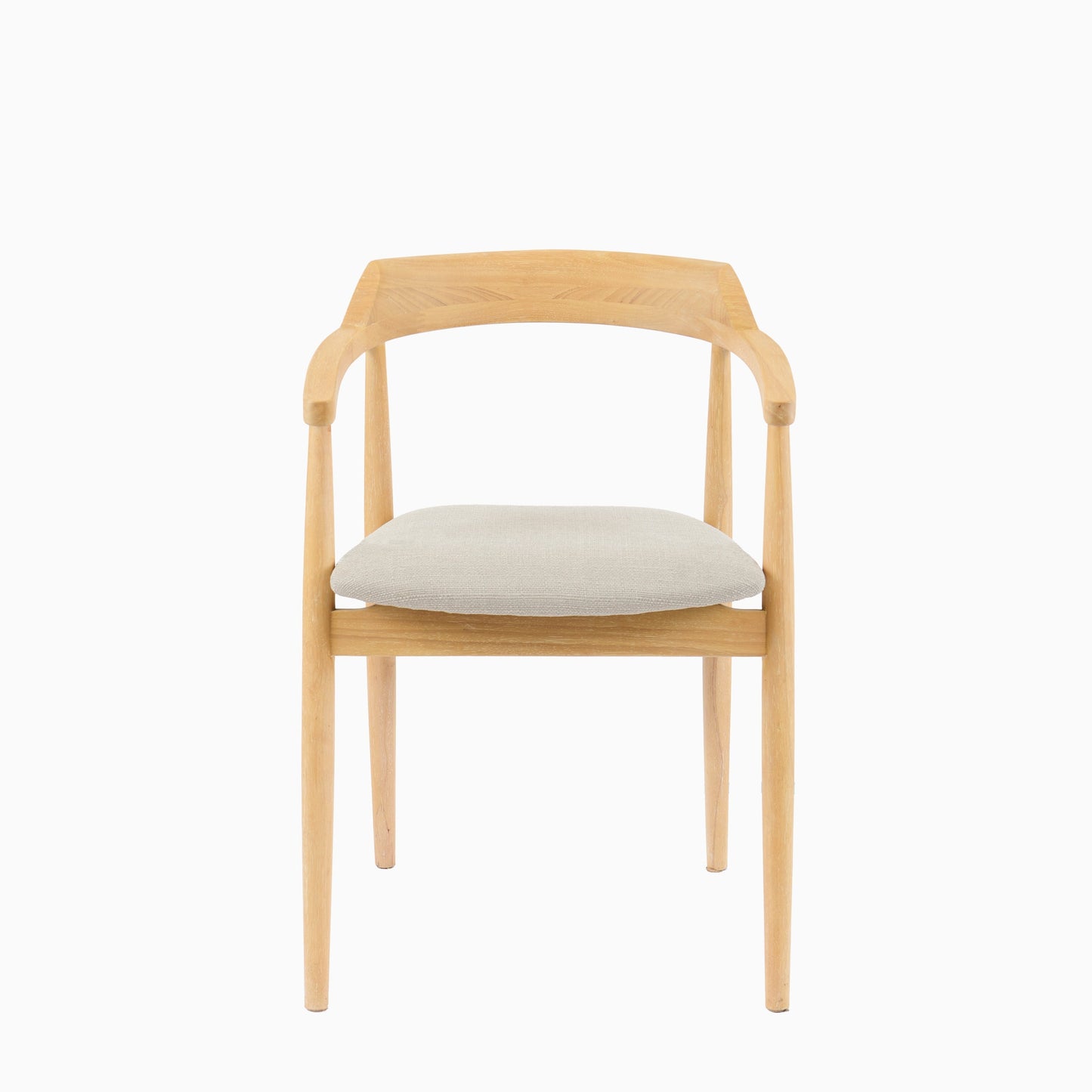 Carter Fawn Linen Dining Armchairs - Set of 2 - Whitewash Oak Legs - Laura James 