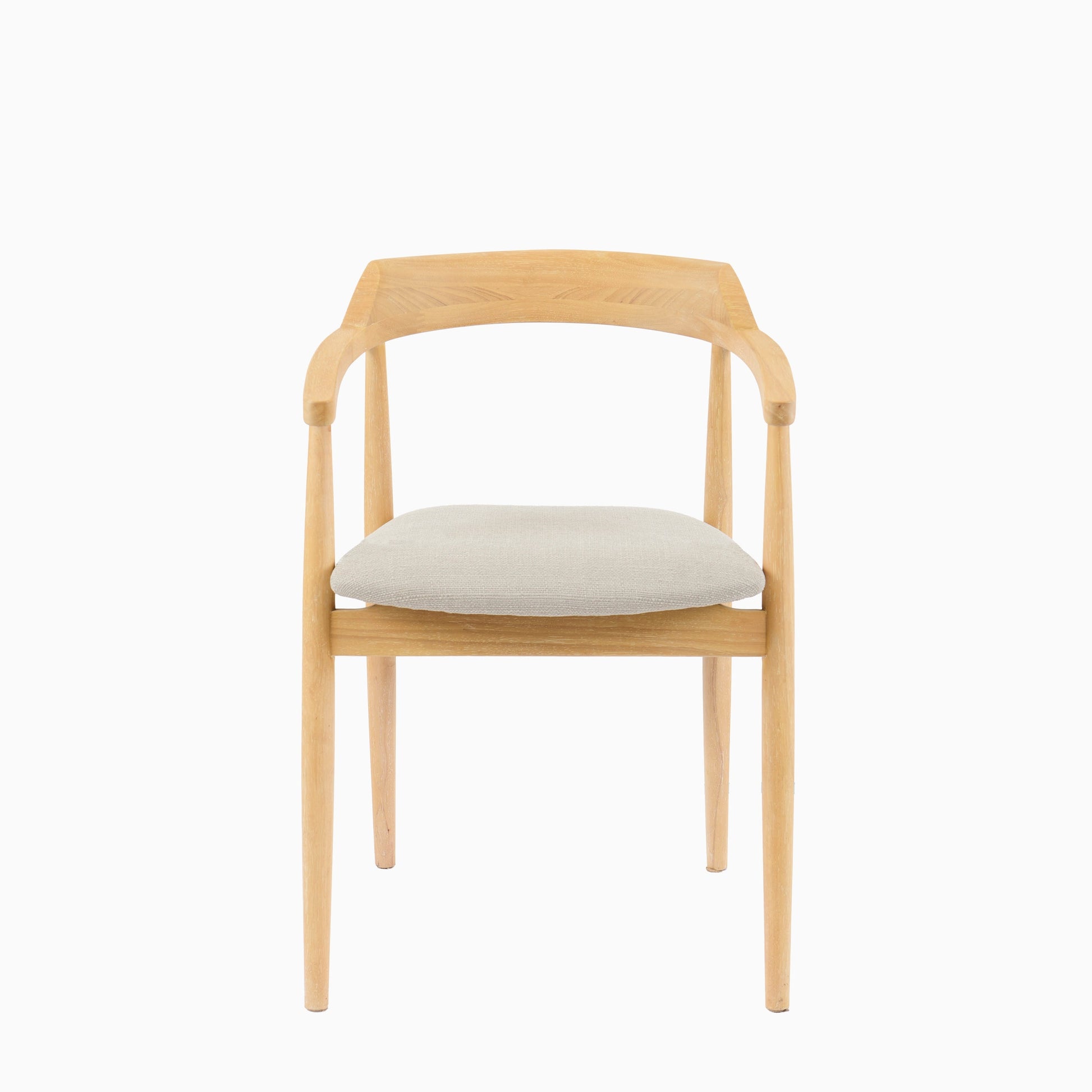 Carter Fawn Linen Dining Armchairs - Set of 2 - Whitewash Oak Legs - Laura James 