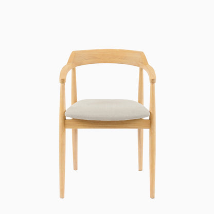 Carter Fawn Linen Dining Armchairs - Set of 2 - Whitewash Oak Legs - Laura James 