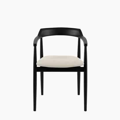 Carter Boucle Dining Armchairs - Set of 2 - Black Oak Legs - Laura James 