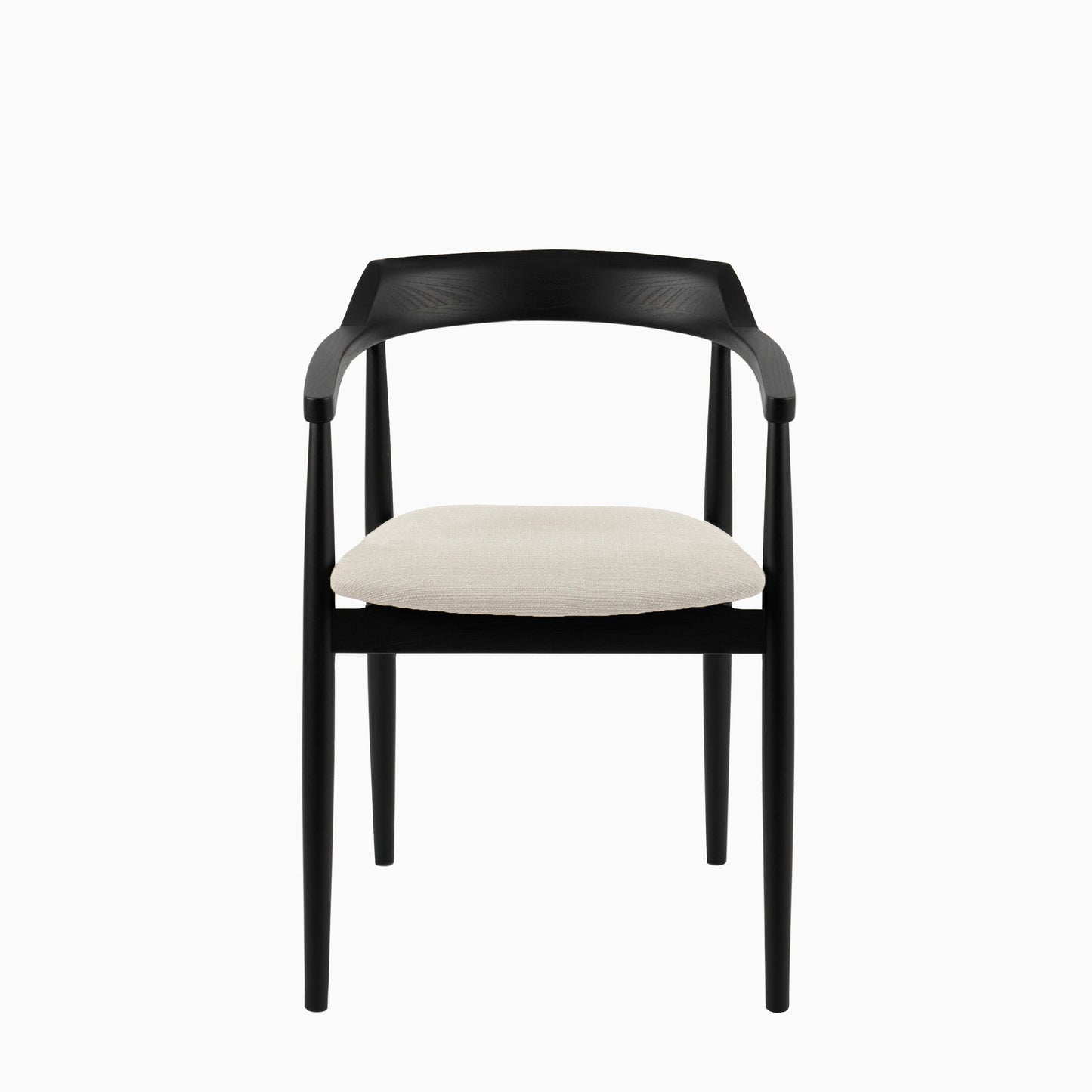 Carter Fawn Linen Dining Armchairs - Set of 2 - Black Oak Legs - Laura James 