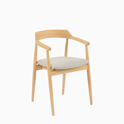 Carter Fawn Linen Dining Armchairs - Set of 2 - Whitewash Oak Legs - Laura James 