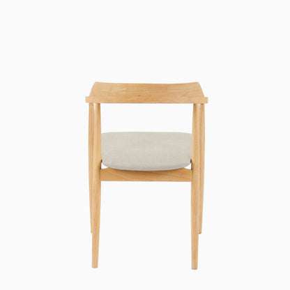 Carter Fawn Linen Dining Armchairs - Set of 2 - Whitewash Oak Legs - Laura James 