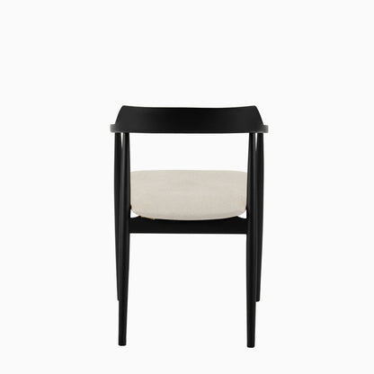 Carter Fawn Linen Dining Armchairs - Set of 2 - Black Oak Legs - Laura James 