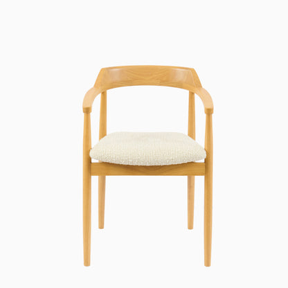 Carter Boucle Dining Armchairs - Set of 2 - Pale Oak Legs - Laura James 