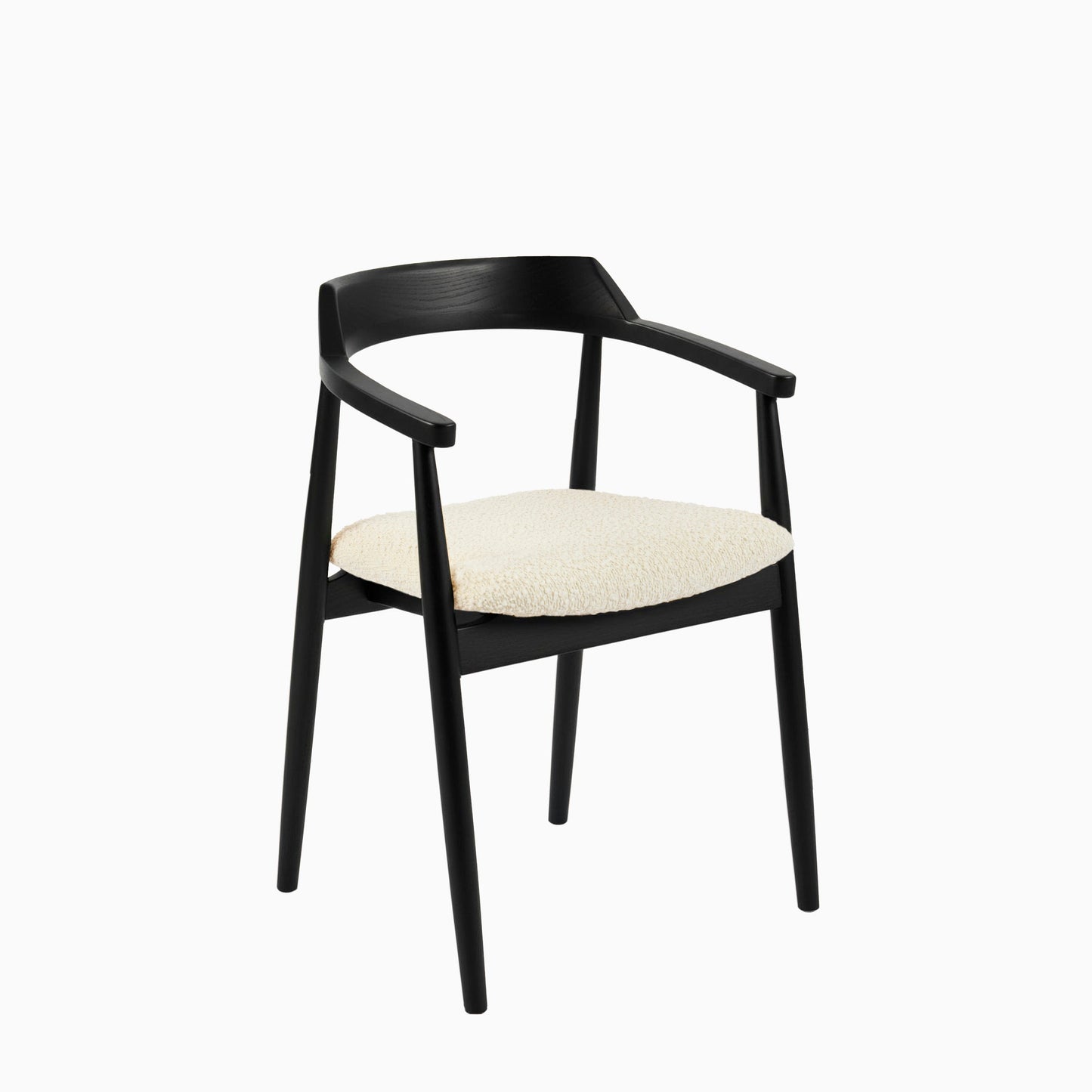 Carter Boucle Dining Armchairs - Set of 2 - Black Oak Legs - Laura James 