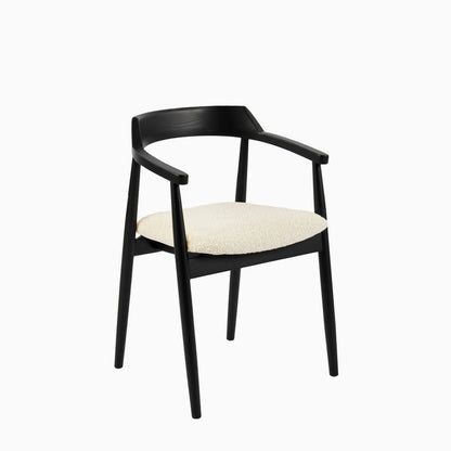 Carter Boucle Dining Armchairs - Set of 2 - Black Oak Legs - Laura James 