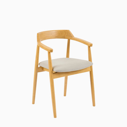 Carter Fawn Linen Dining Armchairs - Set of 2 - Pale Oak Legs - Laura James 