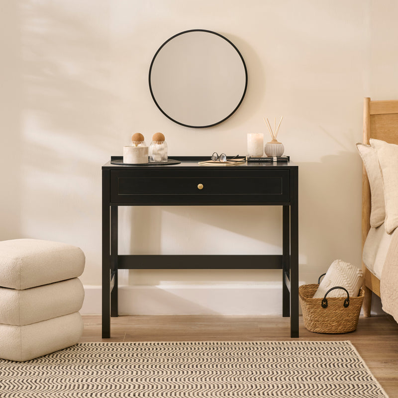 black dressing table Dresser with Fluted Design Drawers and Smart Mirror - Dressing Table, Vanity Table Natural materials meets contemporary design Dressing Table: Black Dressing Table