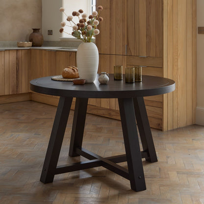 Charlotte Black Oak Round Dining Table - Laura James