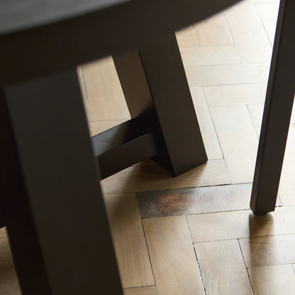 Charlotte Black Oak Round Dining Table Set - 4 Seater - Ella Black Oak Carver Chairs - Fawn Linen - Laura James