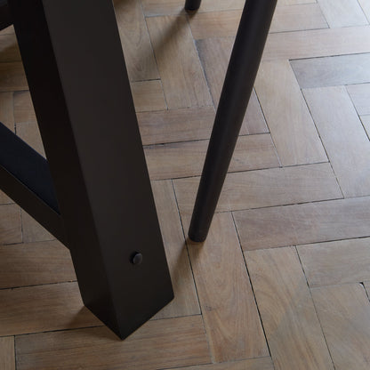Charlotte Black Oak Round Dining Table Set - 4 Seater - Freya Oat Boucle Dining Chairs- Black Oak Legs - Laura James