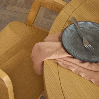 Charlotte Pale Oak Round Dining Table Set - 4 Seater - Ella Pale Oak Carver Chair - Laura James