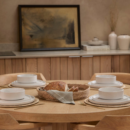 Charlotte Whitewash Round Dining Table Set - 4 Seater - Carter Dining Armchairs - Whitewash Oak Legs - Laura James