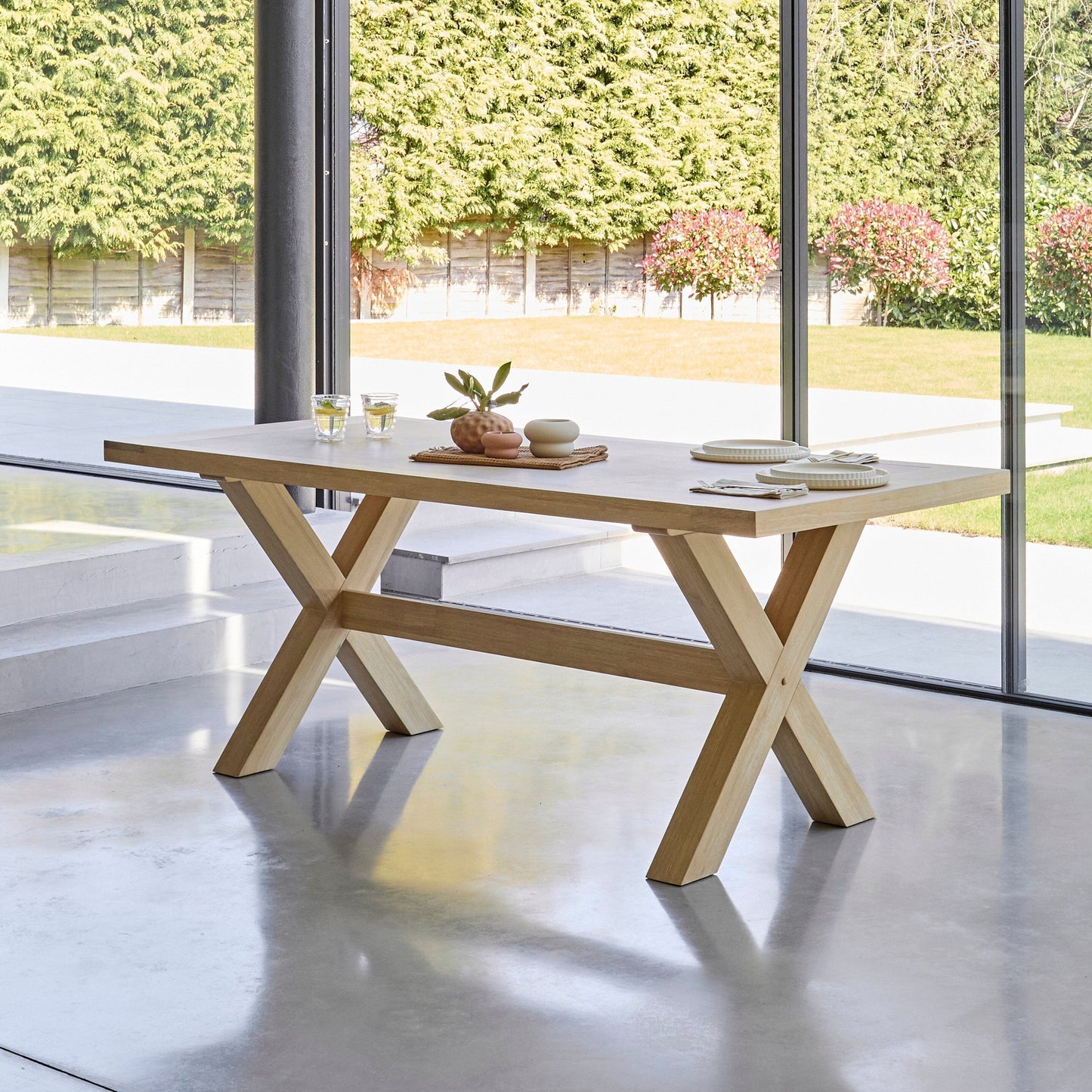 Charlotte Whitewash Dining Table - Extendable - Cross Leg - Laura James 