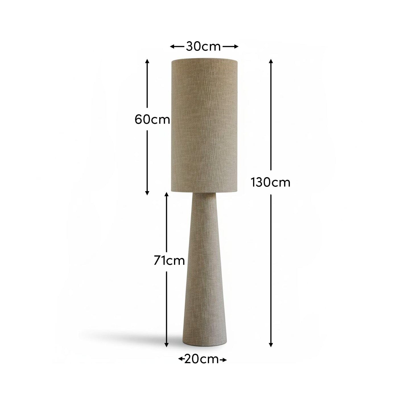 Chattendon 130cm Floor Lamp - Driftwood Slub Linen - Laura James 