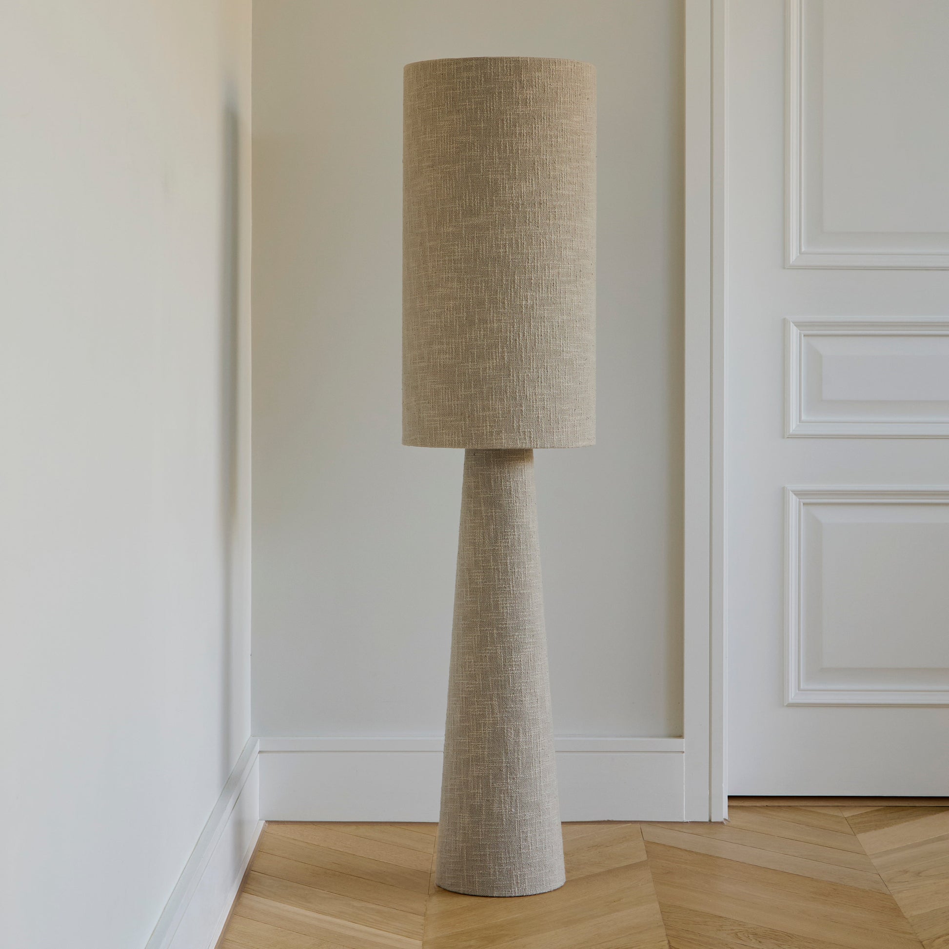 Chattendon 130cm Floor Lamp - Driftwood Slub Linen - Laura James 