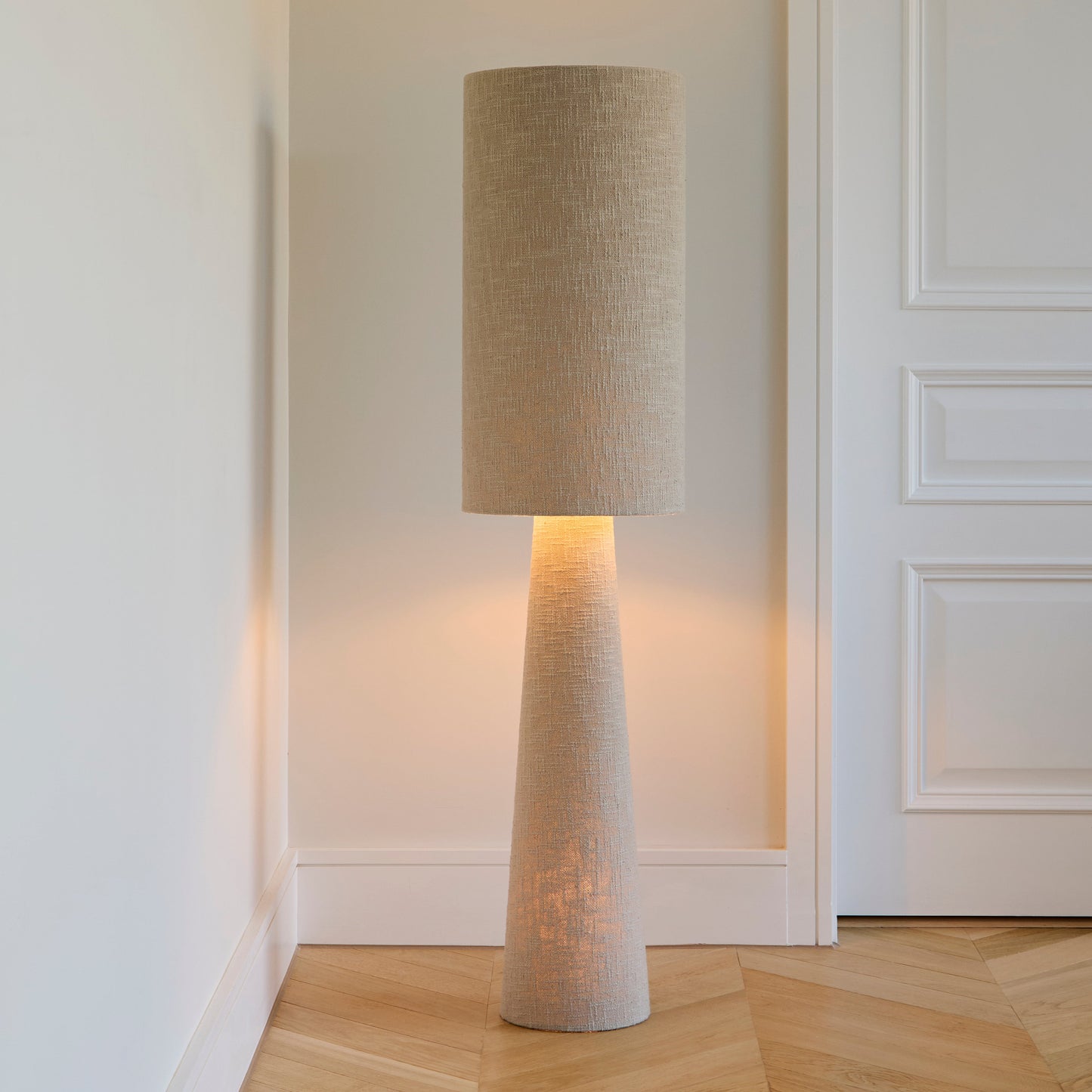 Chattendon 130cm Floor Lamp - Driftwood Slub Linen - Laura James 