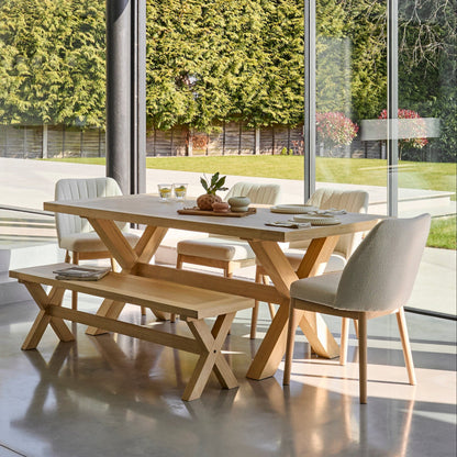 Charlotte 6 Seater Dining Set with 4 Chloe Boucle Dining Chairs and Charlotte Bench - Laura James 