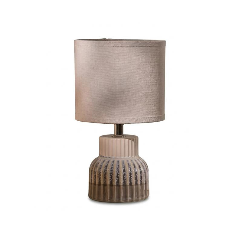 Coates 27cm Ceramic Table Lamp - Blue Reactive Glaze with Cream Linen Shade - Laura James