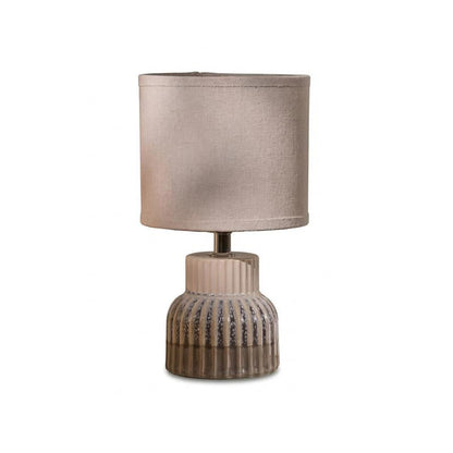 Coates 27cm Ceramic Table Lamp - Blue Reactive Glaze with Cream Linen Shade - Laura James