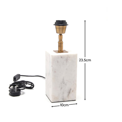Colmar 23.5cm Marble Table Lamp Base - White Marble - Laura James 