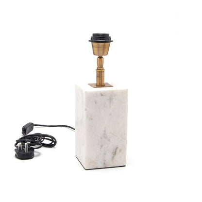 Colmar 23.5cm Marble Table Lamp Base - White Marble - Laura James 